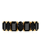 Oval and Emerald Cut Black Onyx Half Eternity Wedding Band AAA - Rosec Jewels