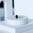 Genuine Black Onyx and Diamond Celtic Design Engagement Ring AAA - Rosec Jewels