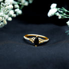 Genuine Black Onyx and Diamond Celtic Design Engagement Ring AAA - Rosec Jewels
