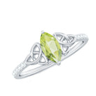 Natural 0.7 Carat Peridot Diamond Marquise Engagement Ring with Celtic Knot AAA - Rosec Jewels