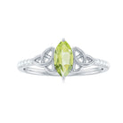 Natural 0.7 Carat Peridot Diamond Marquise Engagement Ring with Celtic Knot AAA - Rosec Jewels