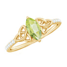 Natural 0.7 Carat Peridot Diamond Marquise Engagement Ring with Celtic Knot AAA - Rosec Jewels
