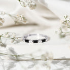 Bar Set Black Onyx and Diamond Half Eternity Wedding Band AAA - Rosec Jewels