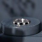 Bar Set Black Onyx and Diamond Half Eternity Wedding Band AAA - Rosec Jewels