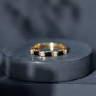 Bar Set Black Onyx and Diamond Half Eternity Wedding Band AAA - Rosec Jewels