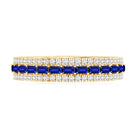 Baguette Cut Lab Grown Blue Sapphire and Moissanite Wedding Band AAAA - Rosec Jewels