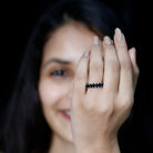 Oval Shaped Black Onyx Wedding Band for Women AAA - Rosec Jewels