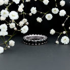 Oval Shaped Black Onyx Wedding Band for Women AAA - Rosec Jewels