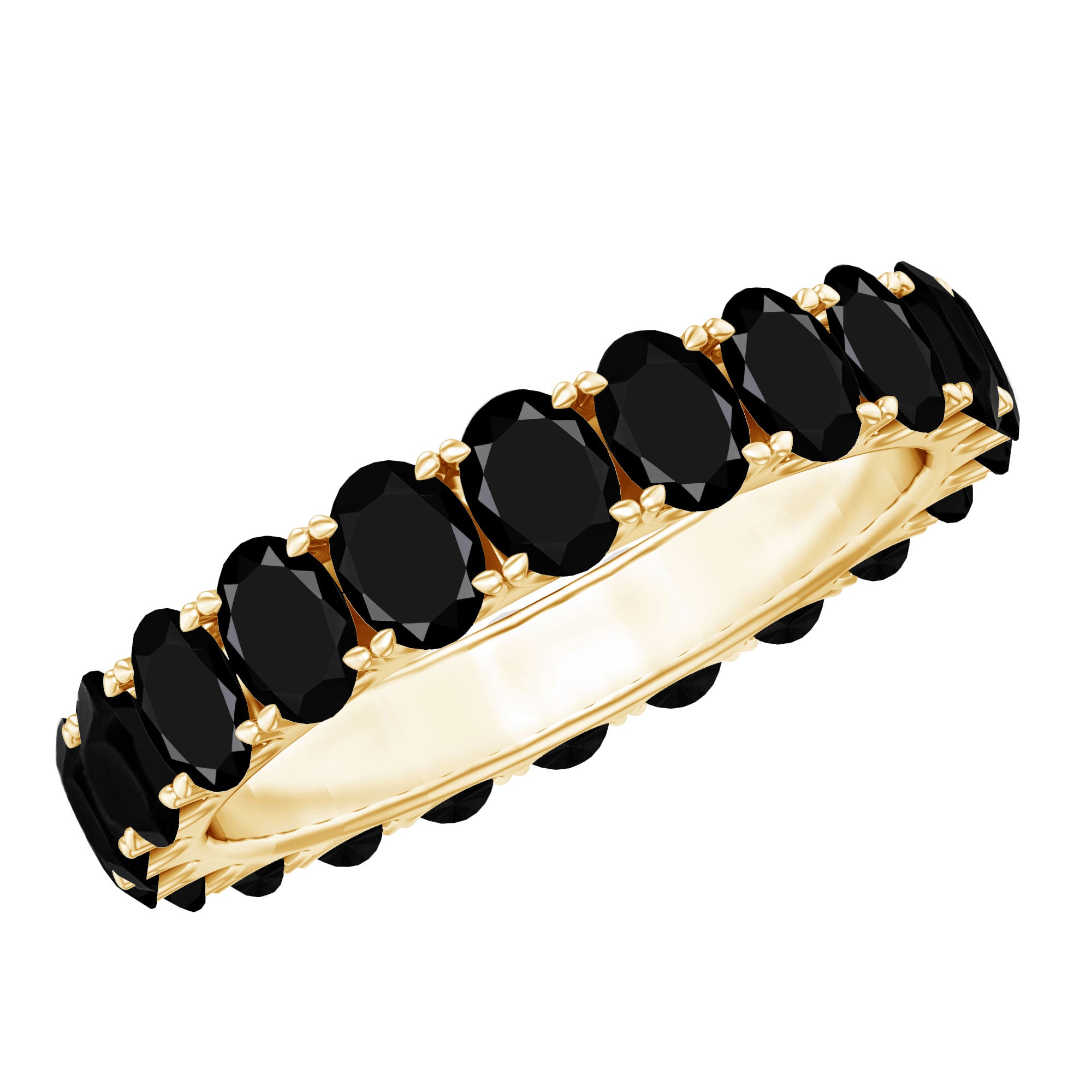 Oval Shaped Black Onyx Wedding Band for Women AAA - Rosec Jewels