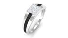 Certified Real Diamond Mens Engagement Band with Black Enamel Natural - ( HI-SI ) - Rosec Jewels