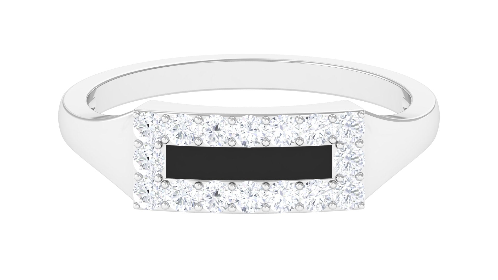 Rosec Jewels-Natural Mens Diamond Band Ring with Black Enamel