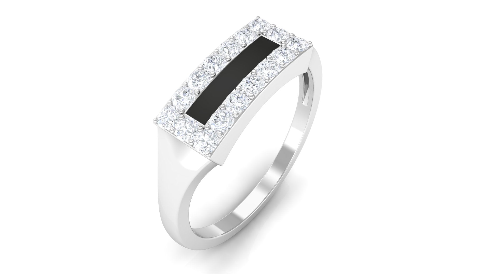 Rosec Jewels-Natural Mens Diamond Band Ring with Black Enamel