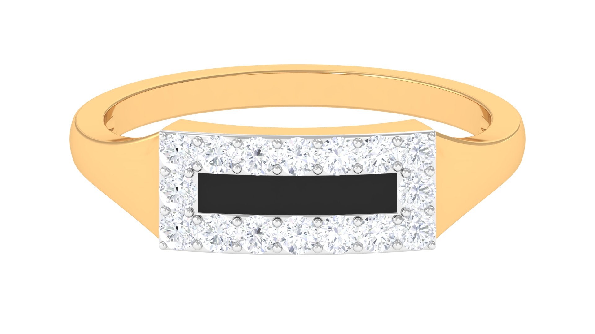 Rosec Jewels-Natural Mens Diamond Band Ring with Black Enamel