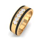 Certified Real Diamond Wedding Band with Black Enamel Natural - ( HI-SI ) - Rosec Jewels