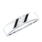 Rosec Jewels-Natural Mens Diamond Wedding Band with Black Enamel