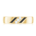 Rosec Jewels-Natural Mens Diamond Wedding Band with Black Enamel