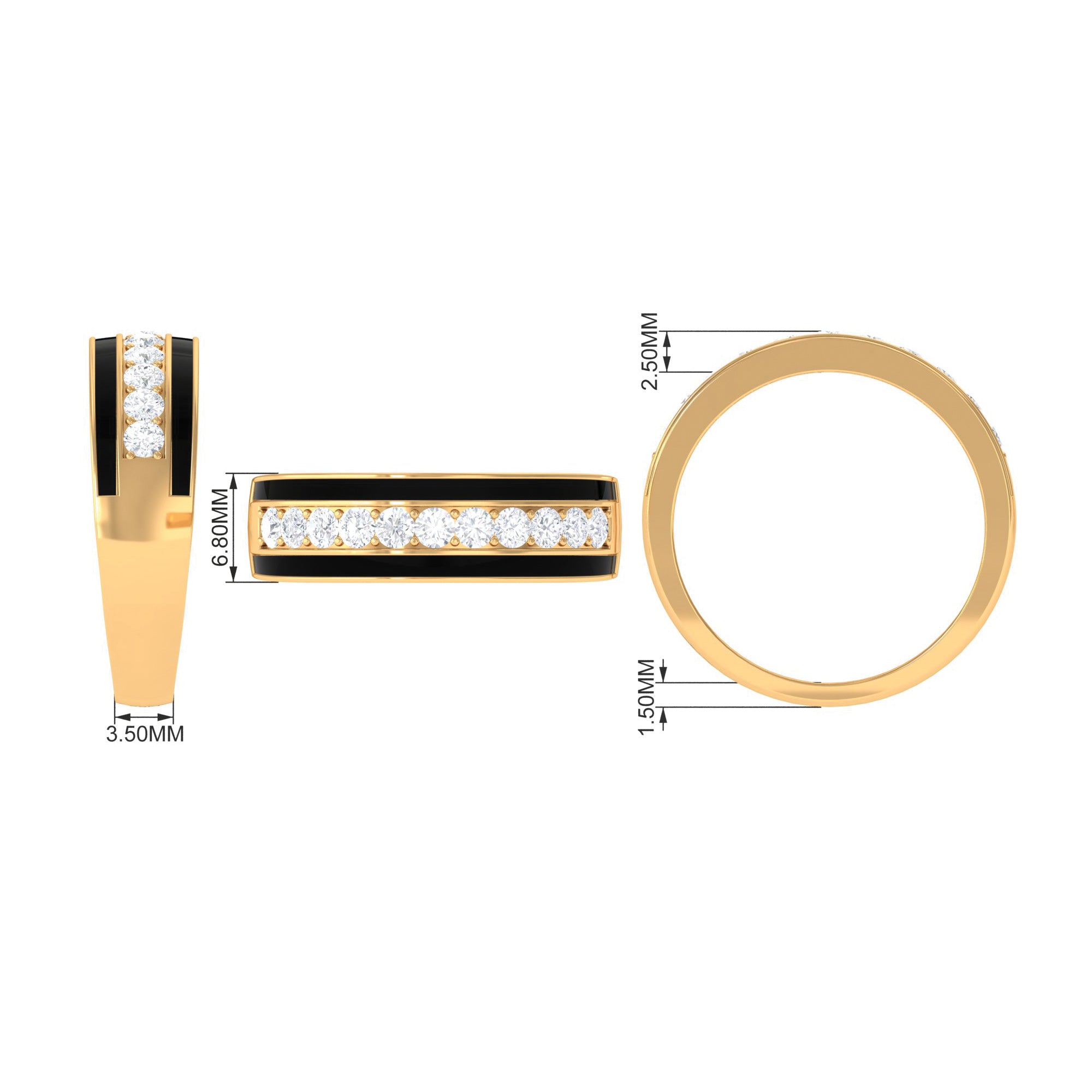 Rosec Jewels-Natural Diamond and Enamel Wedding Band for Men