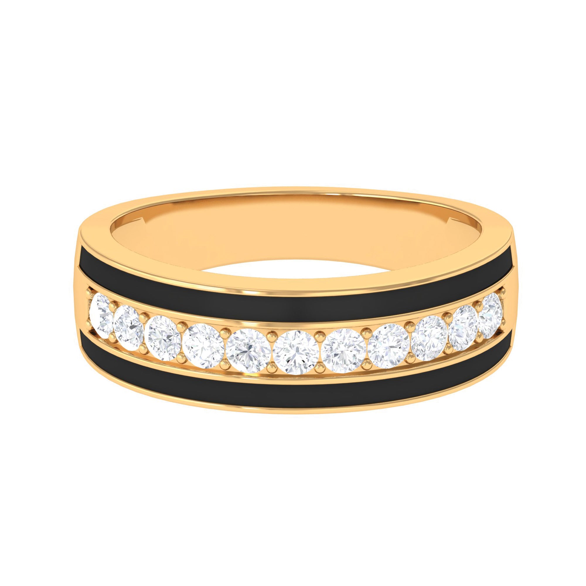 Rosec Jewels-Natural Diamond and Enamel Wedding Band for Men