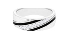 Certified Natural Diamond Mens Wedding Band with Black Enamel Natural - ( HI-SI ) - Rosec Jewels