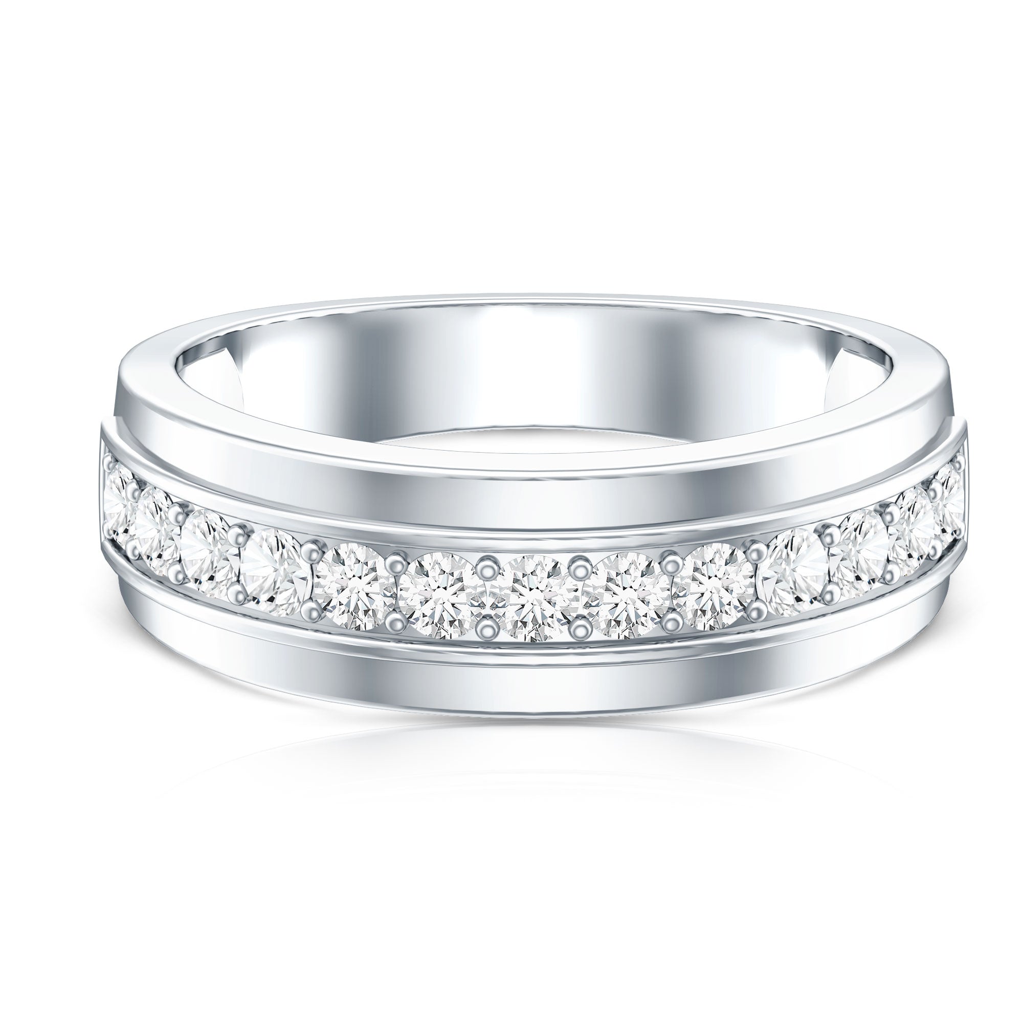 Rosec Jewels-Lab Grown Diamond Half Eternity Mens Wedding Band