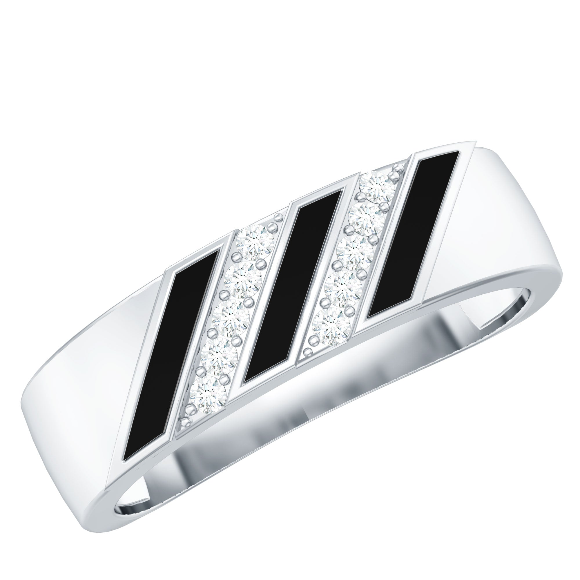 Certified Diamond Enamel Wedding Band Natural - ( HI-SI ) - Rosec Jewels