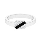 Certified Natural Diamond Mens Engagement Ring with Black Enamel Natural - ( HI-SI ) - Rosec Jewels