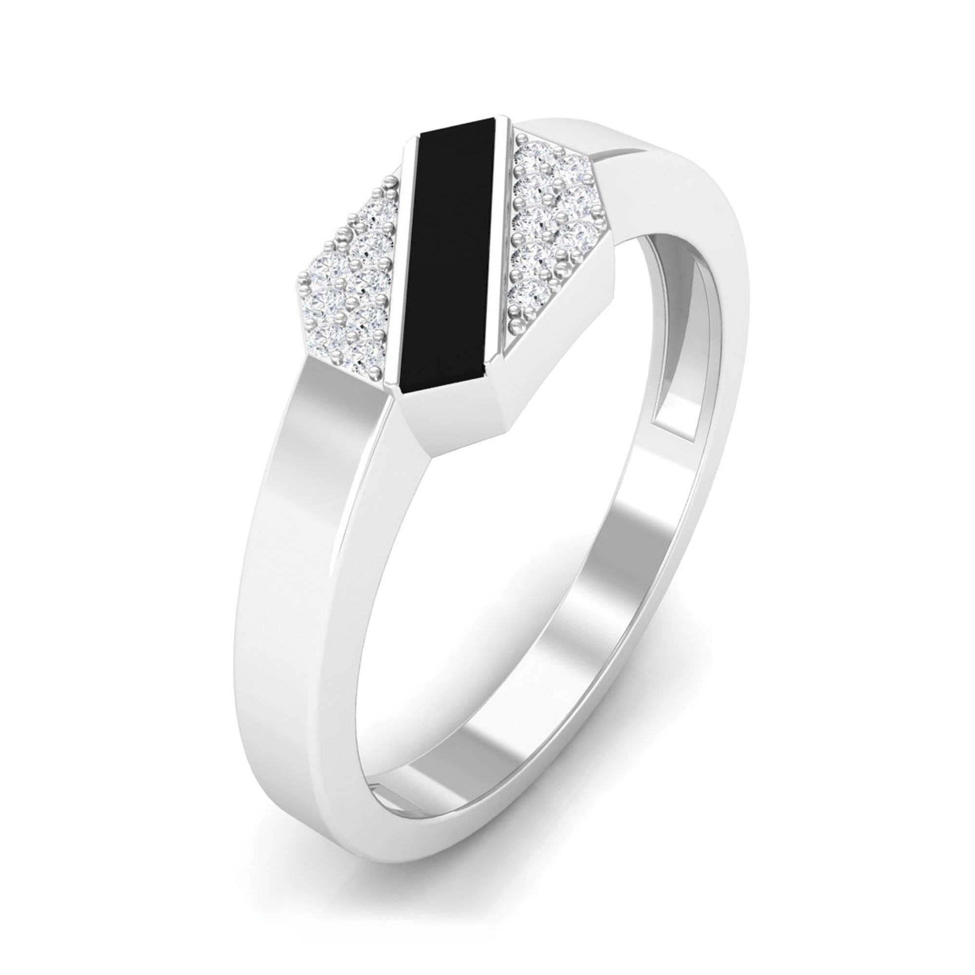 Certified Natural Diamond Mens Engagement Ring with Black Enamel Natural - ( HI-SI ) - Rosec Jewels
