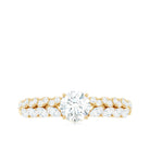 Round Shape Moissanite Engagement Ring with Marquise Side Stones D-VS1 - Rosec Jewels