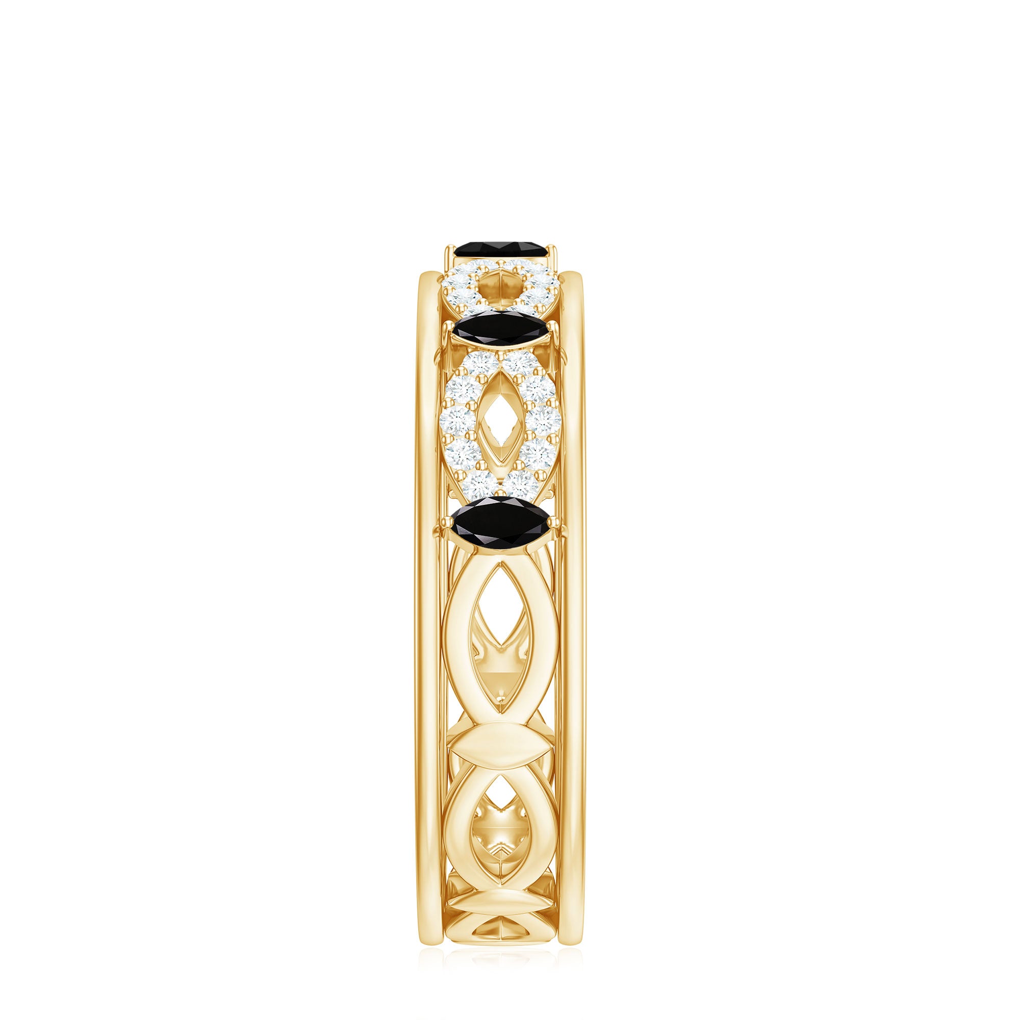 Certified Lab Grown Black and White Diamond Infinity Band Ring AAAA ( Synthetic ) - Rosec Jewels