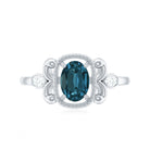 London Blue Topaz and Diamond Art Deco Engagement Ring AAA - Rosec Jewels