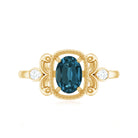 London Blue Topaz and Diamond Art Deco Engagement Ring AAA - Rosec Jewels