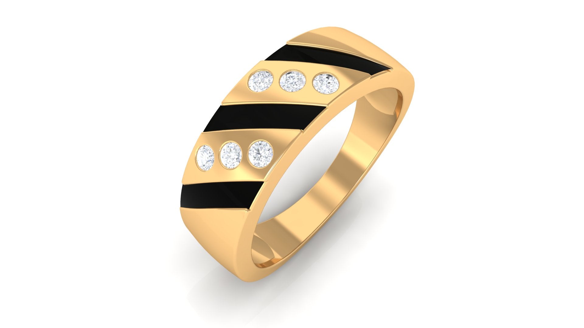 Rosec Jewels-Natural Diamond Mens Wedding Band with Black Enamel