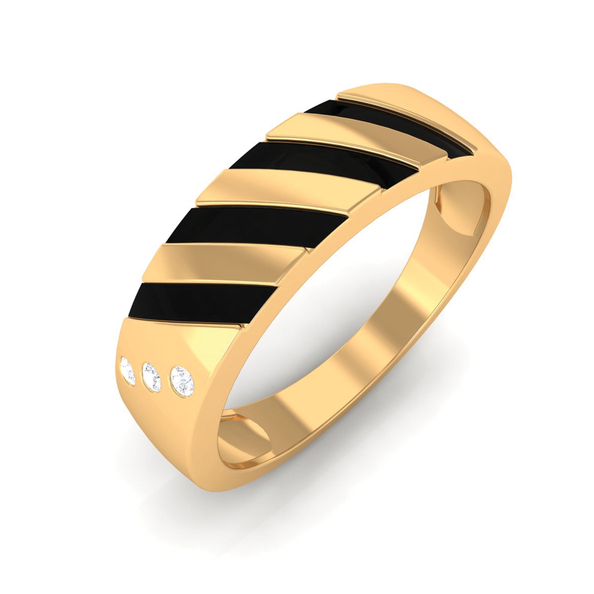 Rosec Jewels-Real Diamond Enamel Band Ring in Flush Setting