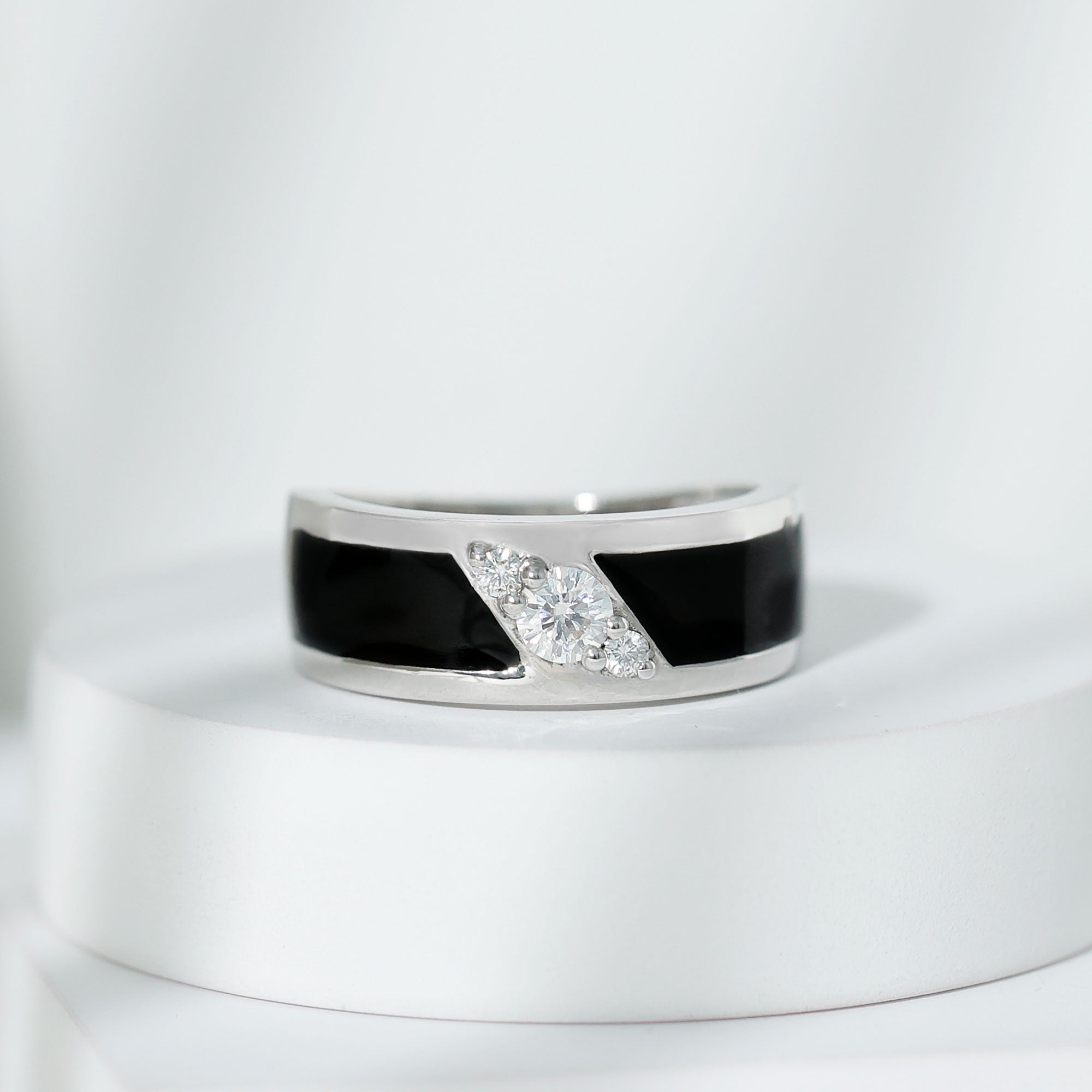 Classic Moissanite Mens Wedding Band Ring D-VS1 - Rosec Jewels