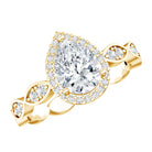 Moissanite Teardrop Engagement Ring with Scalloped Shank D-VS1 - Rosec Jewels