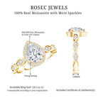 Moissanite Teardrop Engagement Ring with Scalloped Shank D-VS1 - Rosec Jewels