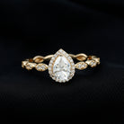 Moissanite Teardrop Engagement Ring with Scalloped Shank D-VS1 - Rosec Jewels