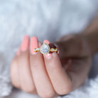 Moissanite Teardrop Engagement Ring with Scalloped Shank D-VS1 - Rosec Jewels