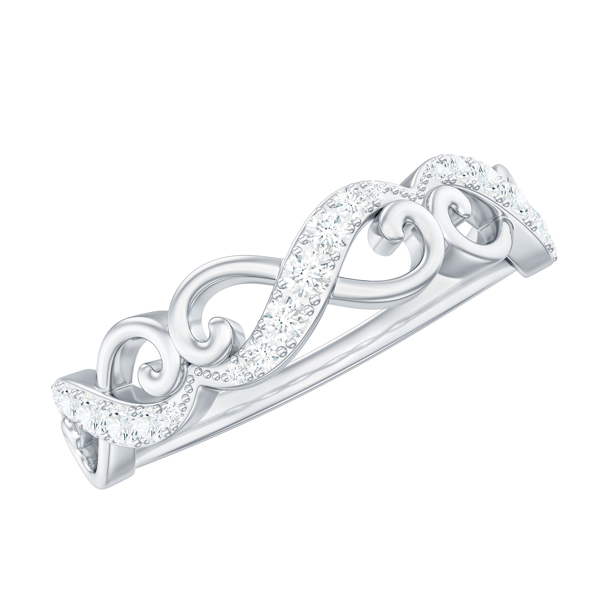 Certified Diamond Infinity Band Ring Natural - ( HI-SI ) - Rosec Jewels