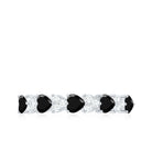 Rosec Jewels-3/4 CT Created Black Diamond Heart Half Eternity Ring with Diamond