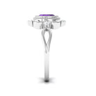 Vintage Inspired 1 Carat Amethyst Oval Engagement Ring with Diamond AAA - Rosec Jewels