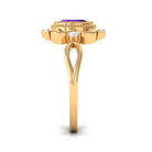 Vintage Inspired 1 Carat Amethyst Oval Engagement Ring with Diamond AAA - Rosec Jewels