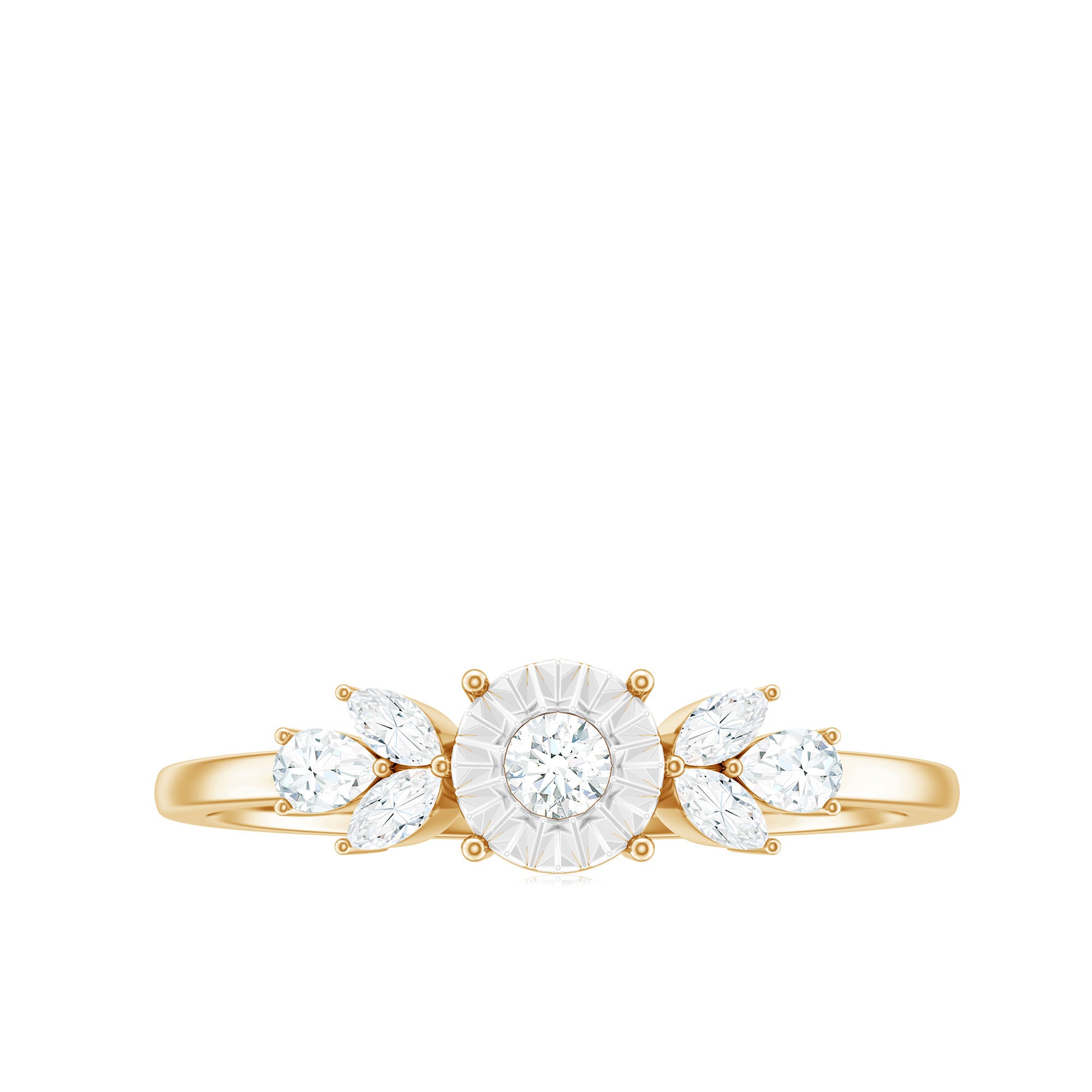 Nature Inspired Diamond Leaf Promise Ring for Women Natural - ( HI-SI ) - Rosec Jewels