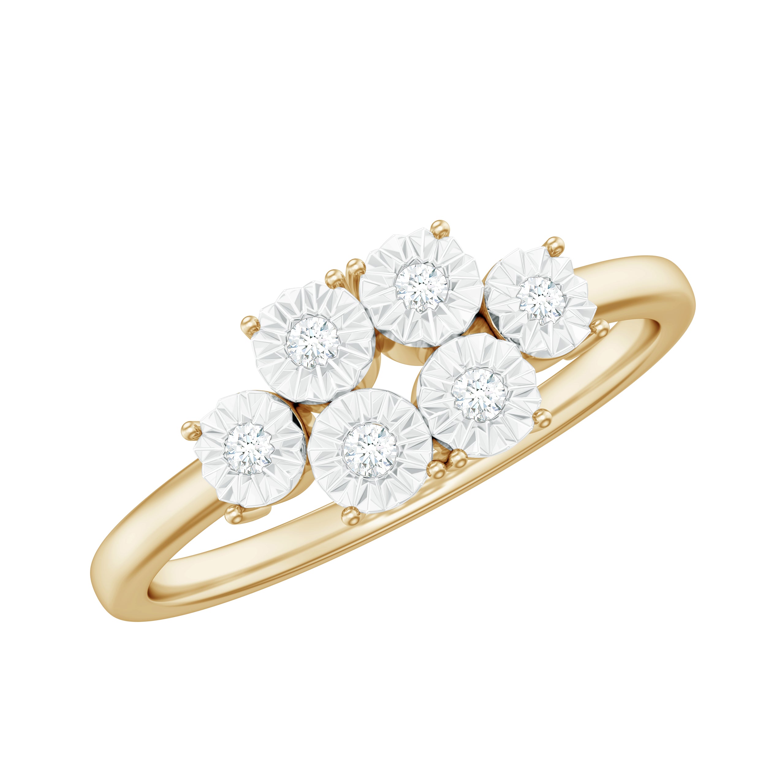 Natural Diamond Cluster Promise Ring for Women Natural - ( HI-SI ) - Rosec Jewels
