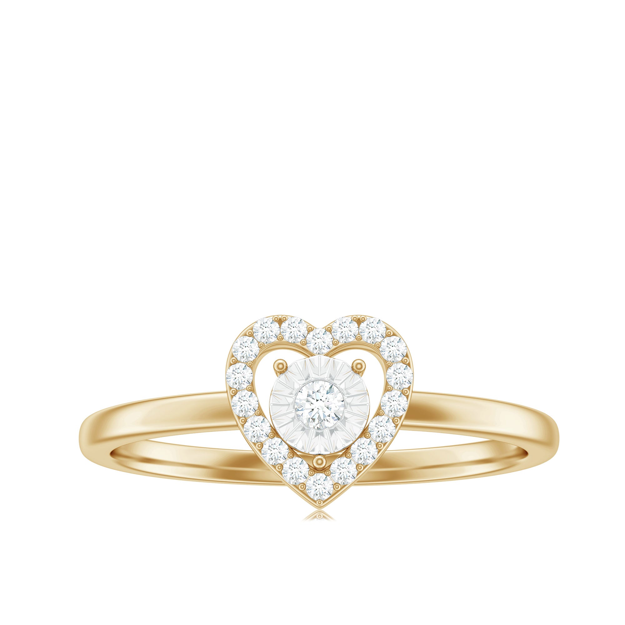 Certified Real Diamond Heart Promise Ring Natural - ( HI-SI ) - Rosec Jewels