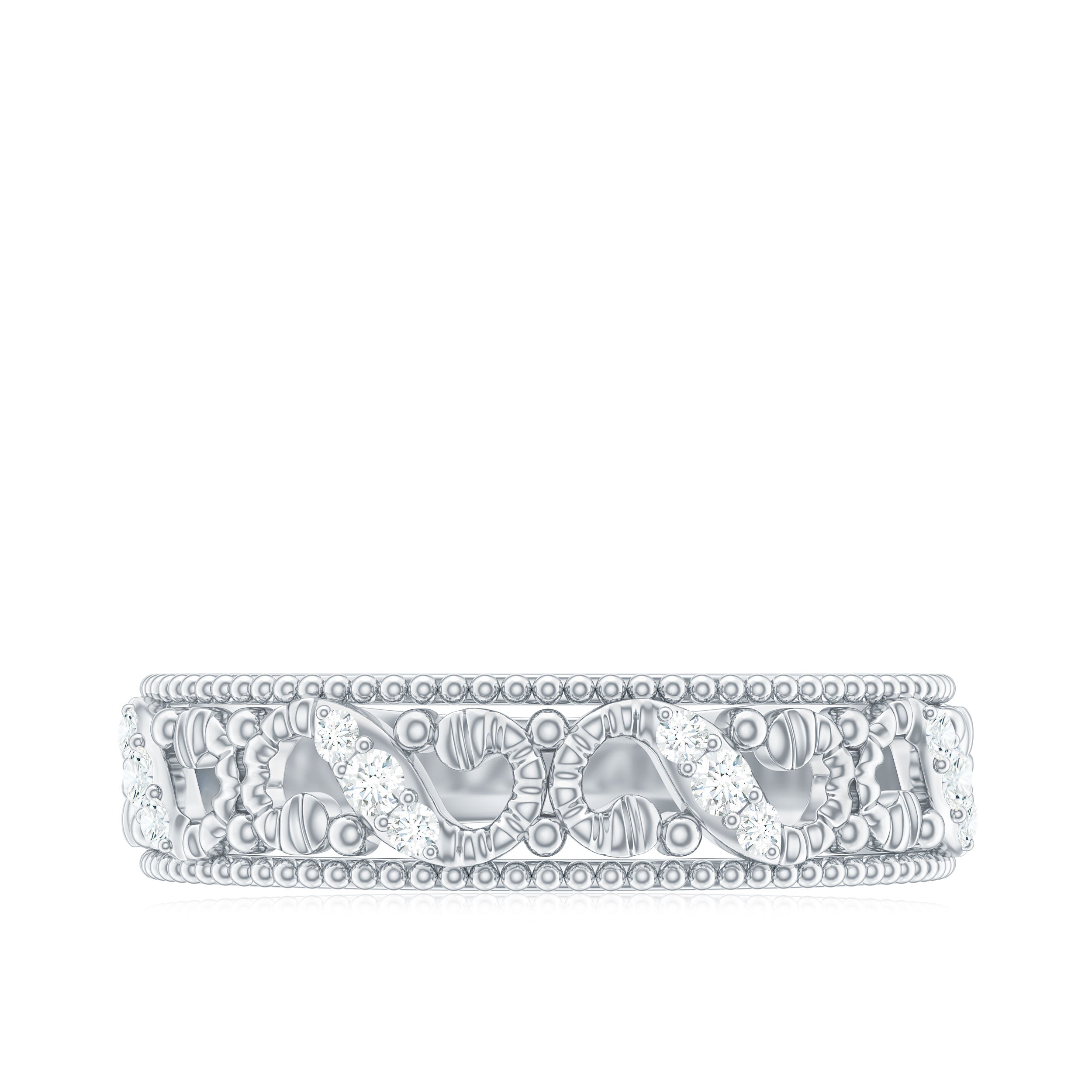 Rosec Jewels-Vintage Looking Diamond Band Ring for Women