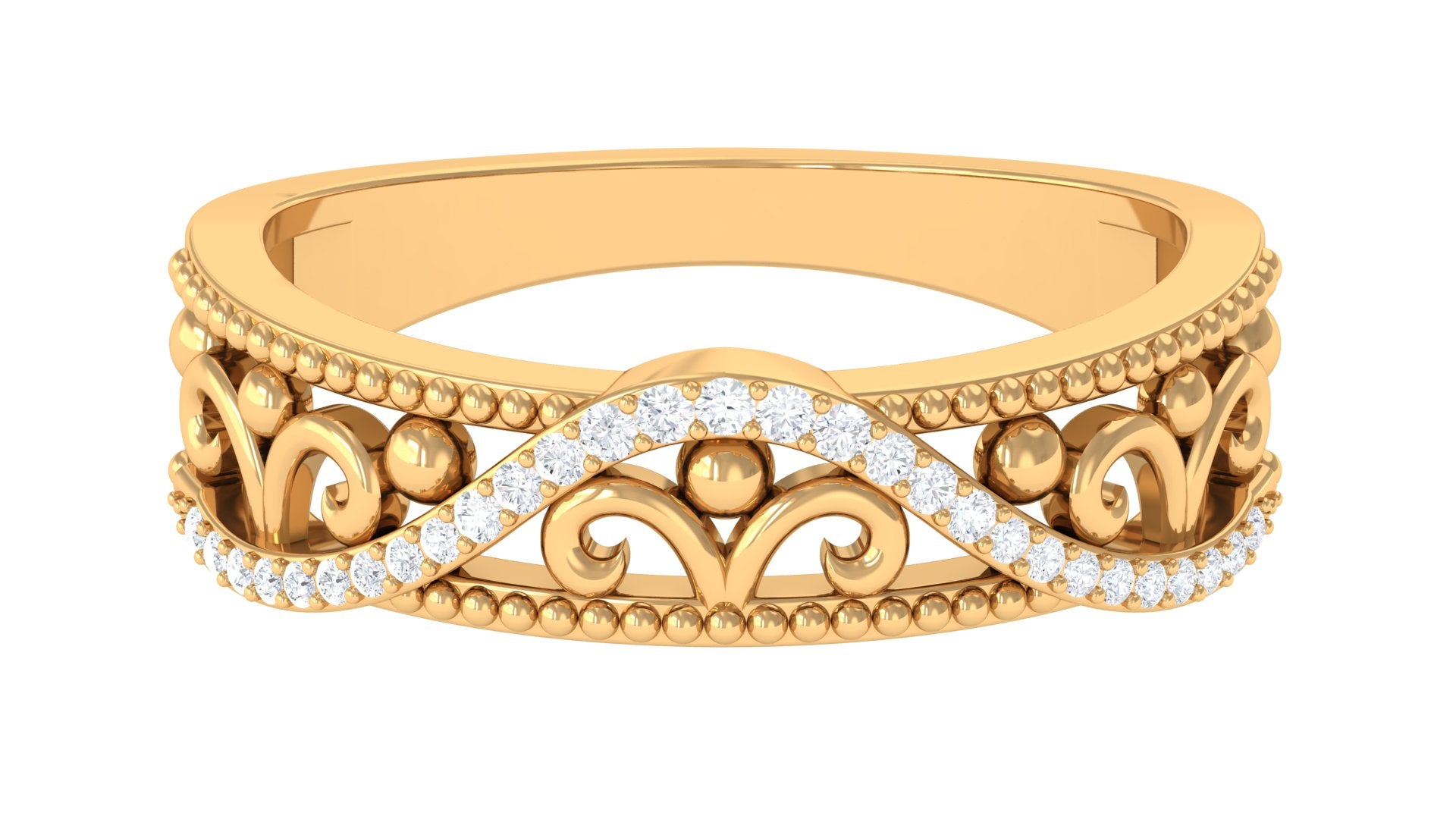 Rosec Jewels-Vintage Inspired Real Diamond Wedding Band