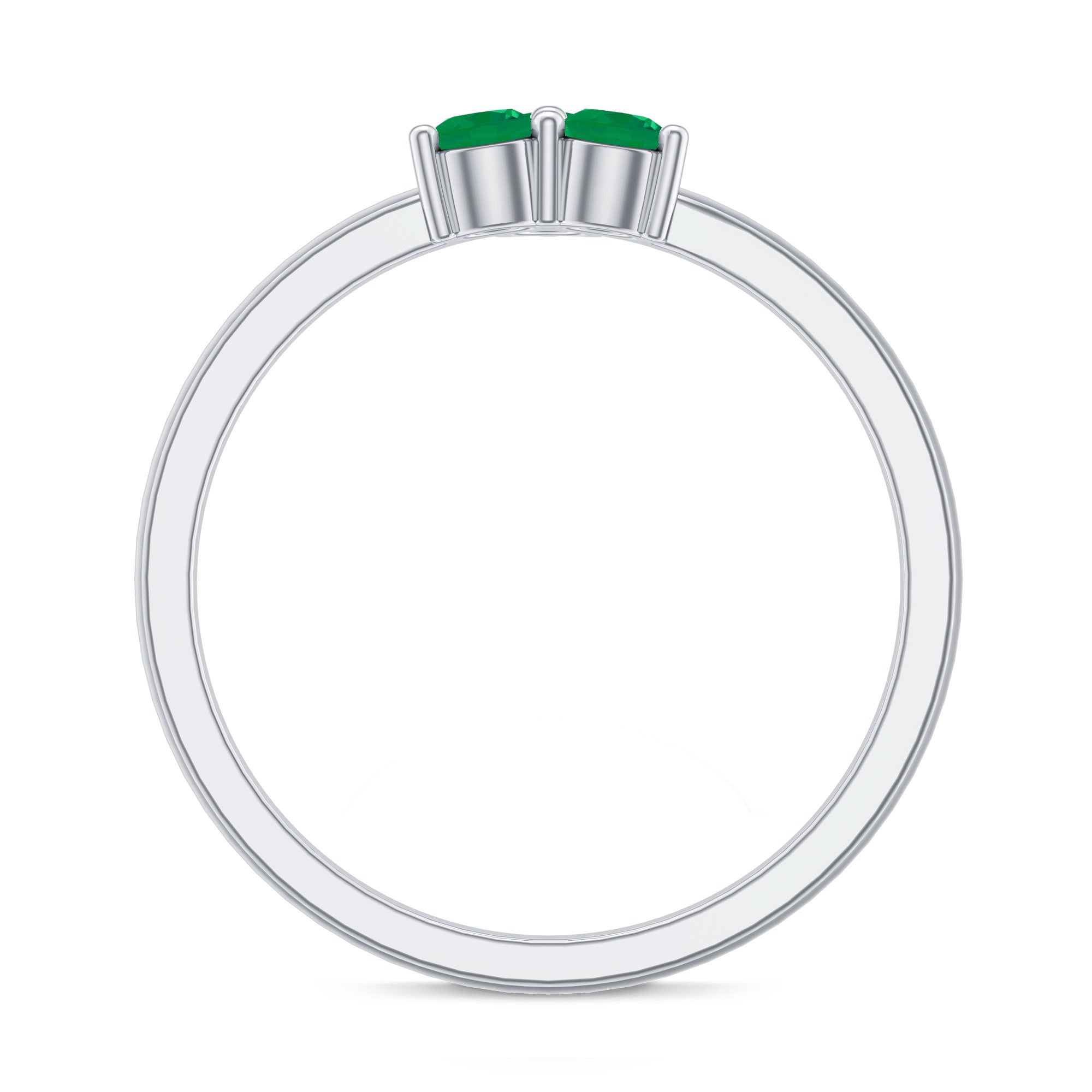 Natural Emerald 3 Stone Promise Ring with Certificate AAA - Rosec Jewels