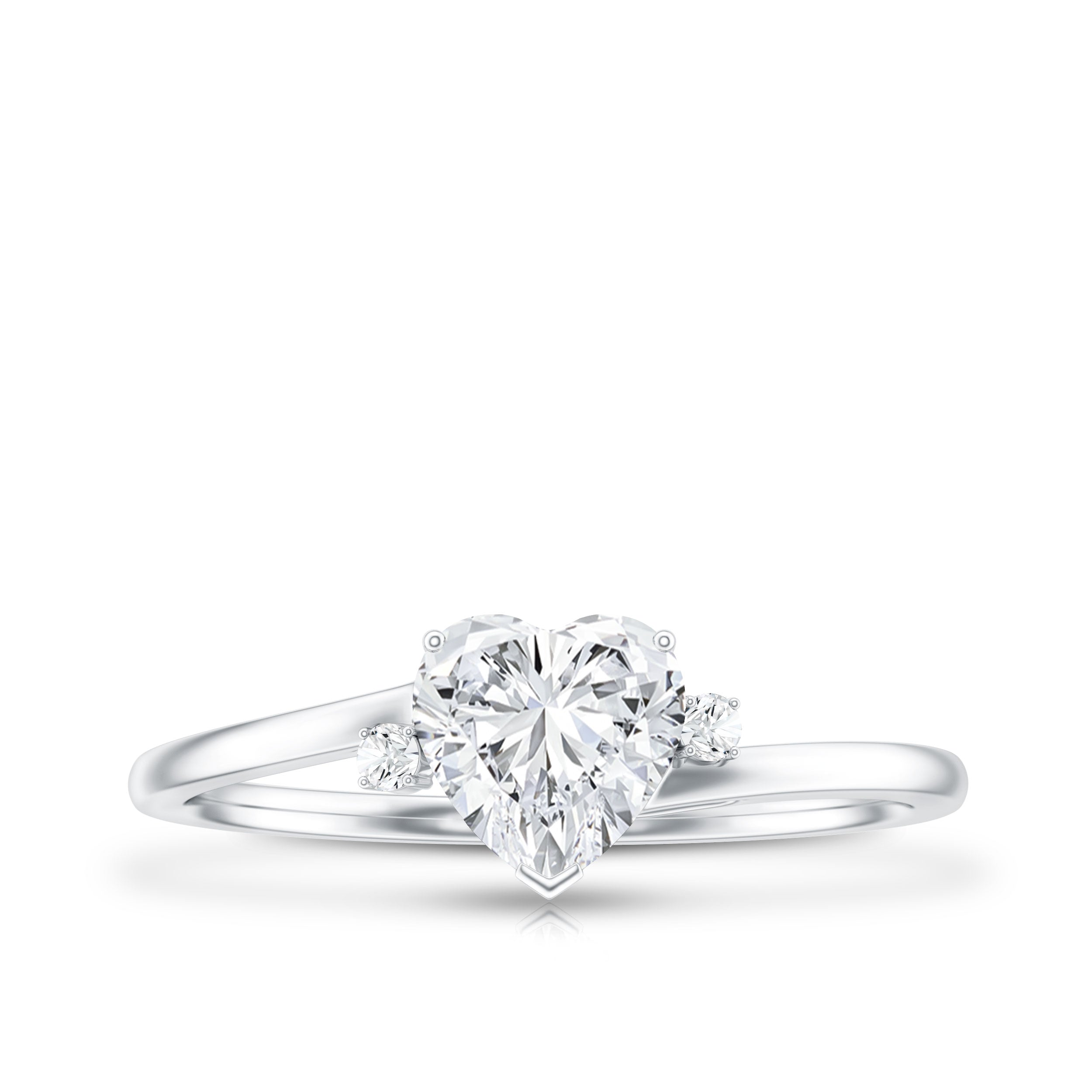 Solitaire Moissanite Heart Engagement Ring in Prong Setting D-VS1 - Rosec Jewels