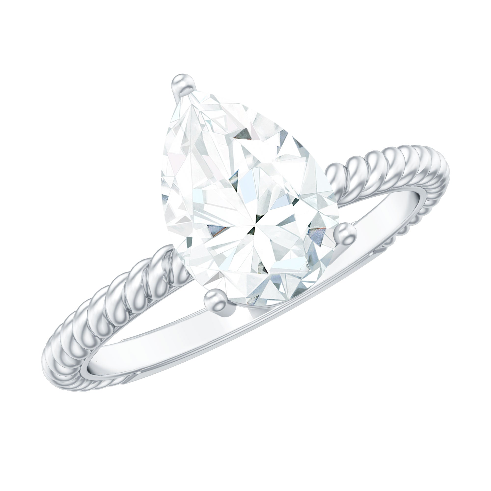 Certified Pear Zircon Solitaire Engagement Ring